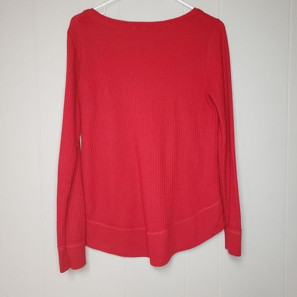 3 for $25 Kismet Red Waffle Long Sleeve Top Shirt Small - Picture 3 of 8